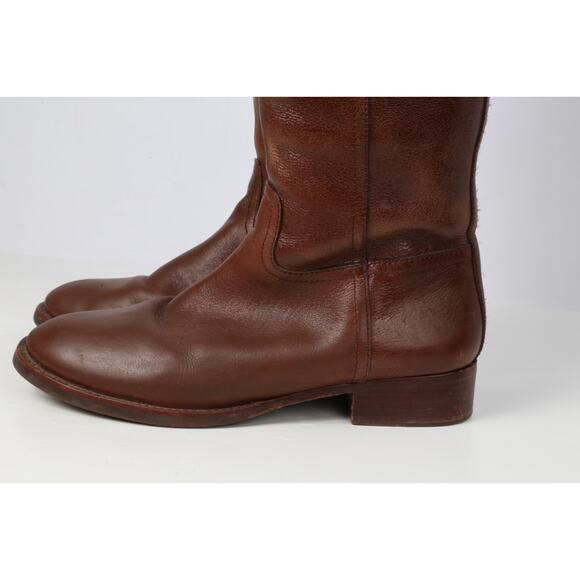 TORY BURCH Kiernan Riding Brown Leather Logo Knee High Boots Size 7M - Picture 3 of 16